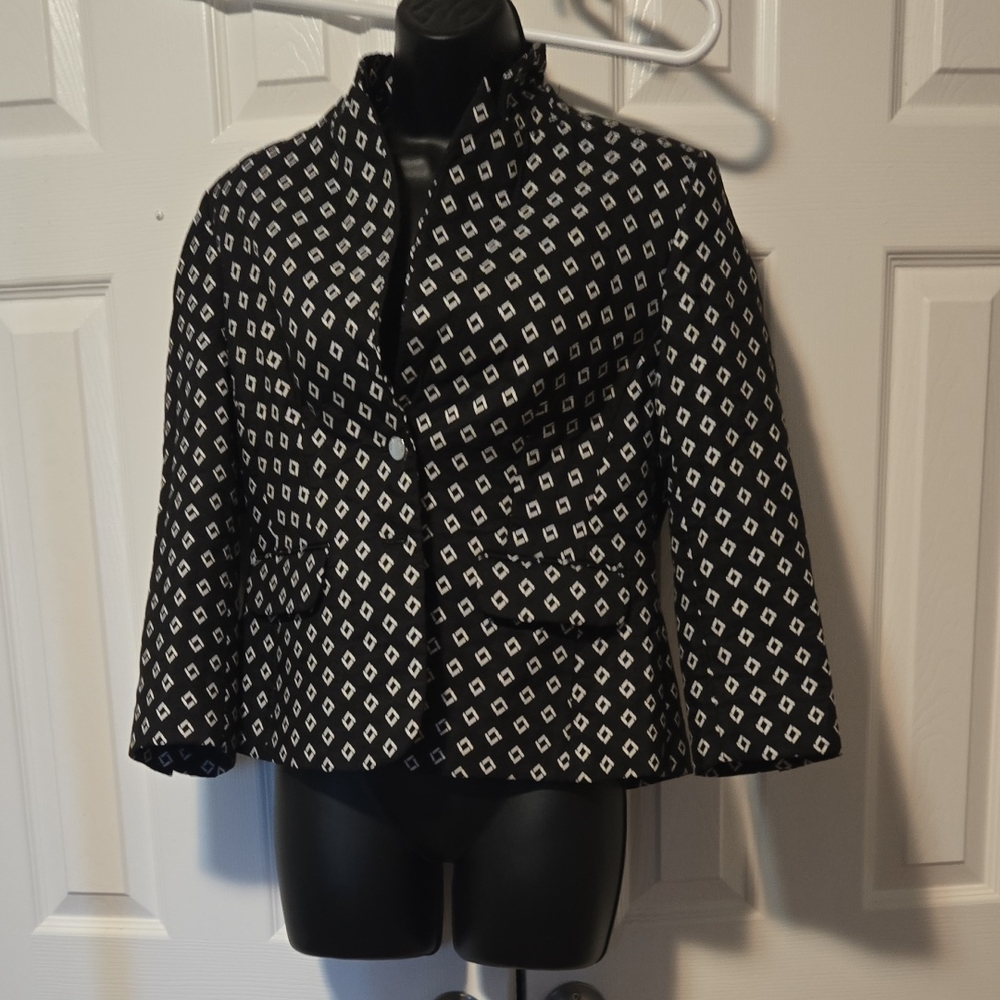 Vince Camuto Black and White Geometric Blazer